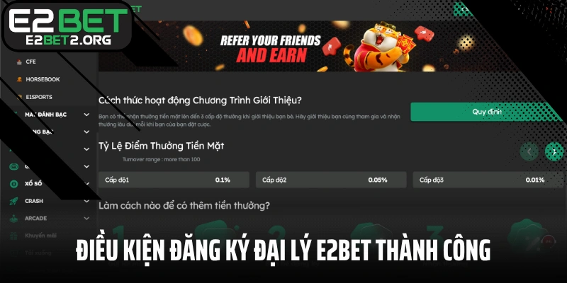 Điều kiện đăng ký đại lý E2BET thành công